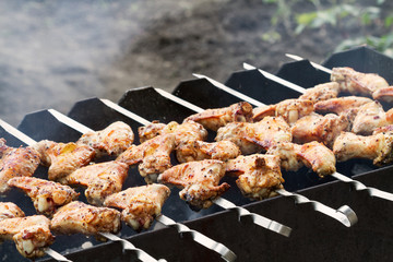 Chicken barbecue on charcoal.