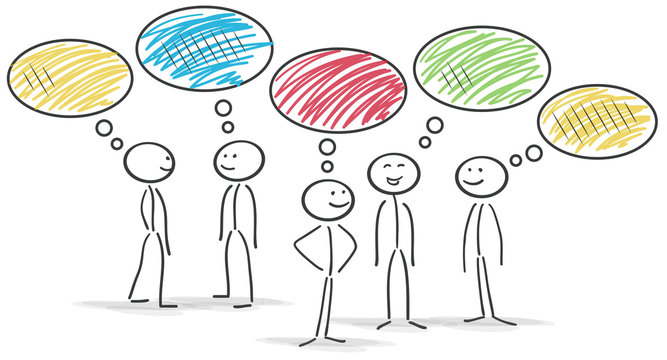 Strichm&auml;nnchen Unterhaltung Kommunikation bunt