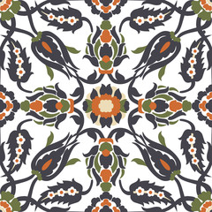 Obraz premium Arabesque vintage decor floral ornate seamless element for design template vector. Oriental style pattern. Flowers decoration print. Ornamental illustration for invitation, greeting card, background