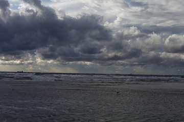 wild sea with waves and many clouds