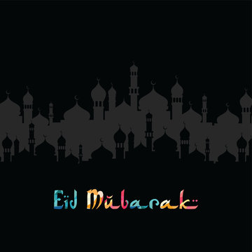eid mubarak greeting muslim islamic celebration vector
