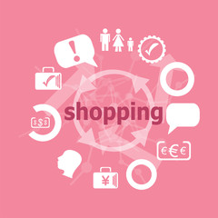 Text Shopping. Business concept . Set of flat icons for mobile app and web