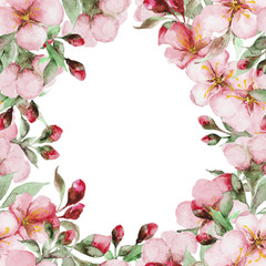 Fototapeta na wymiar watercolor sakura flowers card