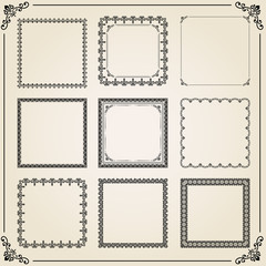 Vintage set of vector elements. Different square elements for decoration and design frames, cards, menus, backgrounds and monograms. Classic patterns. Set of vintage patterns