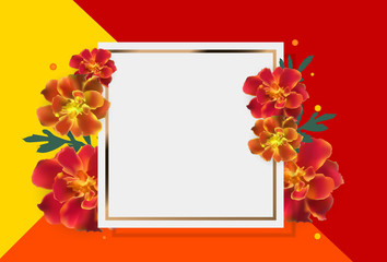 Abstract Tagetes Flower Realistic Vector Frame Background