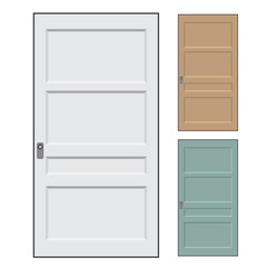 Naklejka premium Set of modern colored doors isolated on white. Closed elegant doors isolated, decoration- Vector Illustration.