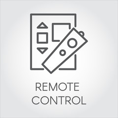 Remote control label simplicity icon in line style. Black logo for websites, mobile apps and other design needs. Vector pictograph. Outline symbol