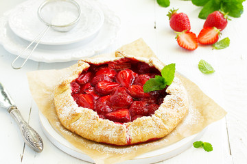 Homemade strawberry cake Galette