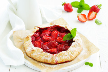 Homemade strawberry cake Galette