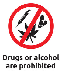 Drugs or alcohol are prohibited sign