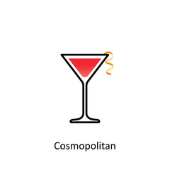 Cosmopolitan cocktail icon in flat style