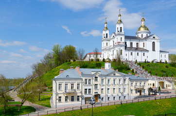 Fototapeta na wymiar Holy Dormition Cathedral on Assumption Mount and Holy Spirit Monastery, Vitebsk, Belarus