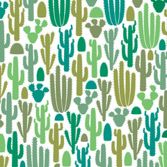 background pattern with group of cactus icons