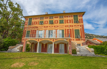 Fototapeta na wymiar GENOA (GENOVA), ITALY, MAY 31, 2017 - Villa Grimaldi Fassio in Genoa Nervi, inside Genoa Nervi Groppallo Park, Italy.
