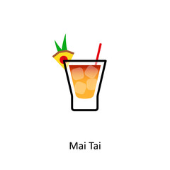 Mai Tai cocktail icon in flat style