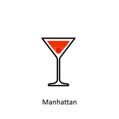 Manhattan cocktail icon in flat style