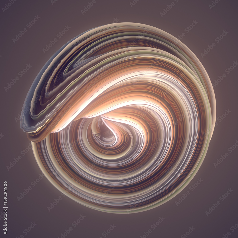 Fototapete colored twisted shape. computer generated abstract geometric 3d render illustration