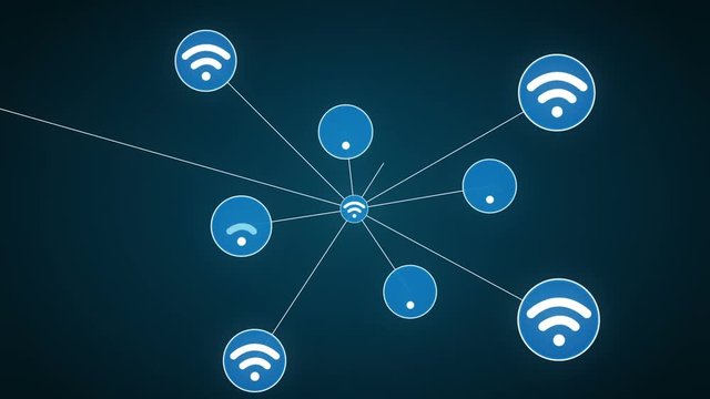 Wireless technology icon connect global world map. dots makes world map, internet of things.