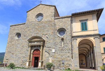 Fototapeta na wymiar Cortona, Tuscany, Italy - Romanesque facade of Duomo (cathedral) di Cortona dedicated to Assumption Blessed Virgin Mary