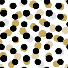 Two color textured polka dot background, seamless vector pattern.