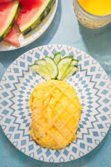 Breakfast for kids - omelette look like pineapple