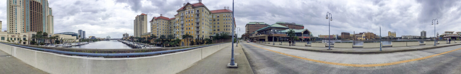 TAMPA, FL - FEBRUARY 2016: Tourists walk along city streets. Tampa is a major city of Florida