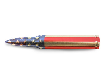 Rifle bullet on white background