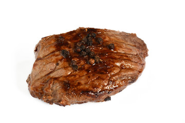 Beef steak on white and isolated background