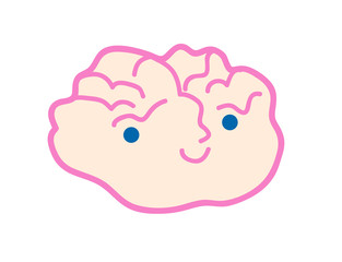 Cartoon style fun human brain. Vector illustration