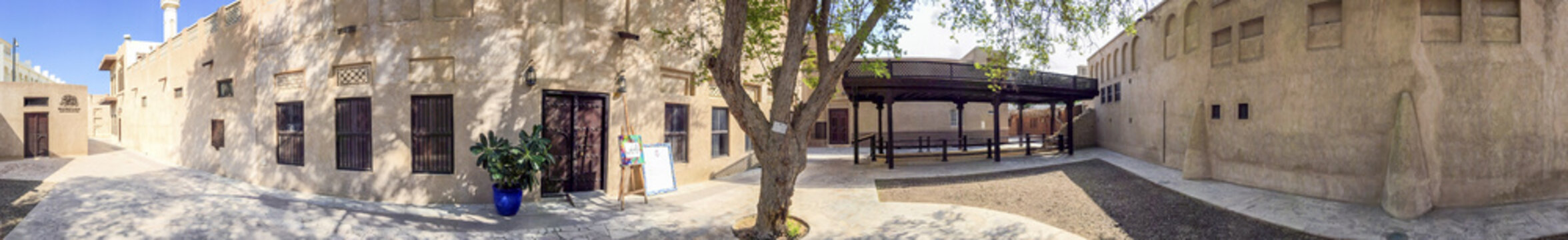 DUBAI - NOVEMBER 2015: Panoramic view of Bur Dubai old buildings. Dubai attracts 30 million people annually