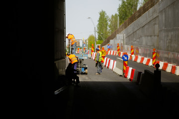 Road construction site