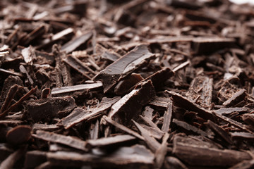Dark chocolate chips, closeup