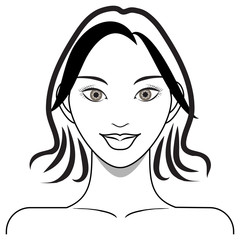 lady face line cartoon vector