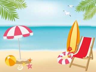 砂浜とビーチグッズ