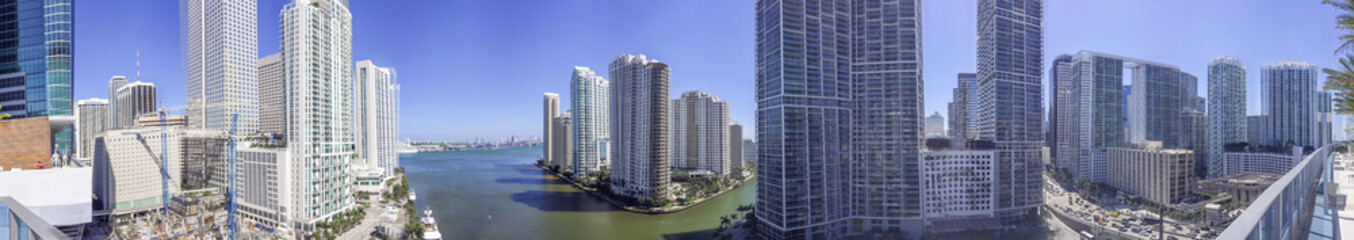 Panoramic view of Downtown Miami from building rooftop, FL