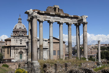 Fototapeta na wymiar Temple of Saturn - Roman Forum - Rome - Italy
