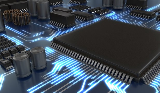 3D rendered illustration of processor or microchip. Technology concept.