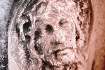 Fototapeta na wymiar fragment of antique statue Jesus Christ as a symbol of love, faith and religion.