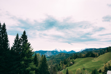 Fototapeta premium Autumn landscape with mountain view