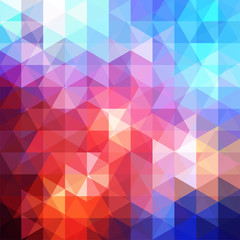 Fototapeta premium Triangle colorful vector background. Can be used in cover design, book design, website background. Vector illustration. Red, orange, blue, purple colors.