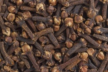 Background of a set of spice cloves