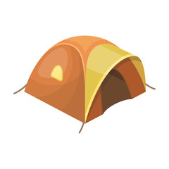 Tent tourist with awning.Tent single icon in cartoon style vector symbol stock illustration . © pandavector