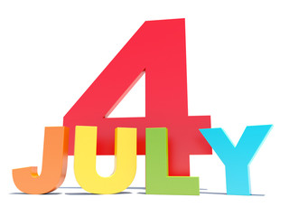 4th july colorful letters and white background
