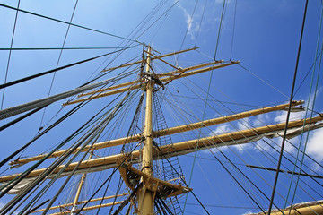 Fototapeta premium Mast of one russian sailboat