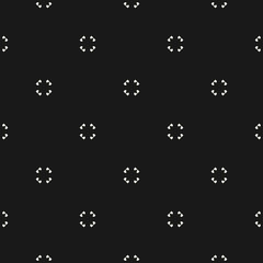 Universal vector seamless pattern. Simple black & white geometric texture. Abstract monochrome minimalist background with small floral shapes. Dark design for decor, digital, prints, covers, package