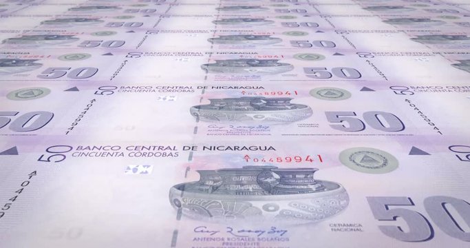 Banknotes of fifty nicaraguan cordobas of Nicaragua, cash money, loop