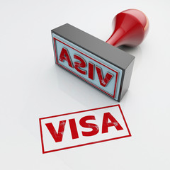 3d rendering grunge stamp VISA Seal and imprint isolated on white background