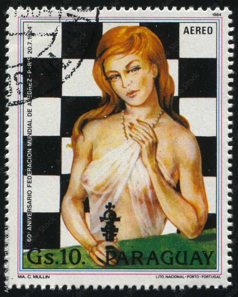 Poster Woman and a Chess Board by Mullin