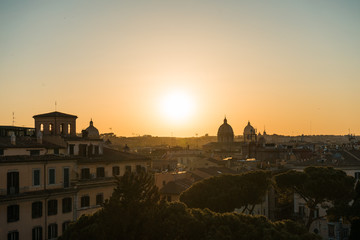 Fototapeta premium Roman sunset or sunrise with a colorful orange sky