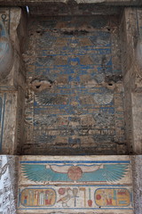 Bas-relief details of the Medinet Habu temple entrance, Luxor, Egypt